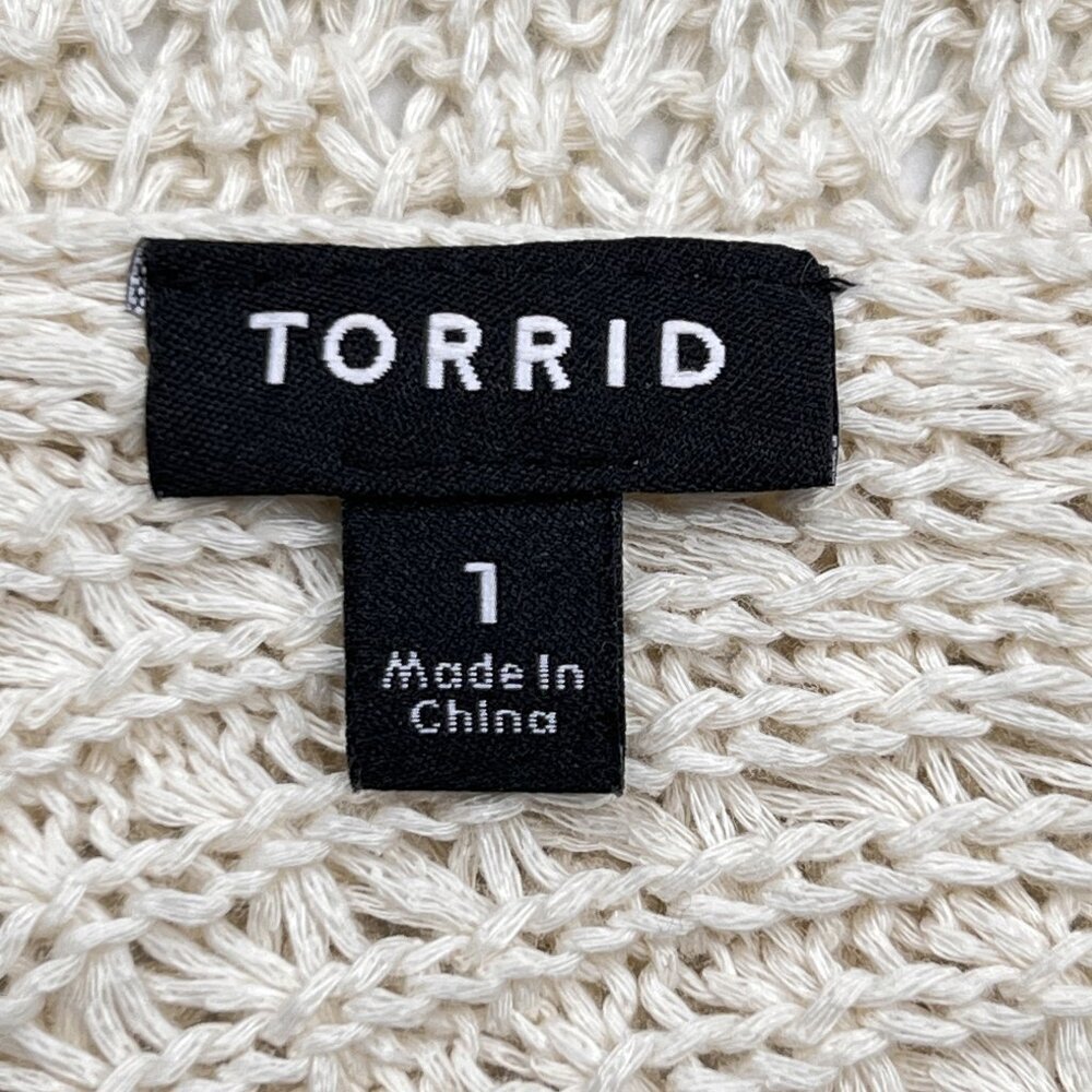 torrid Cream Ruana Soft Knitted Wrap Shawl Kimono Boho Fringe Trim Size‎ 1- NWOT - Picture 5 of 7